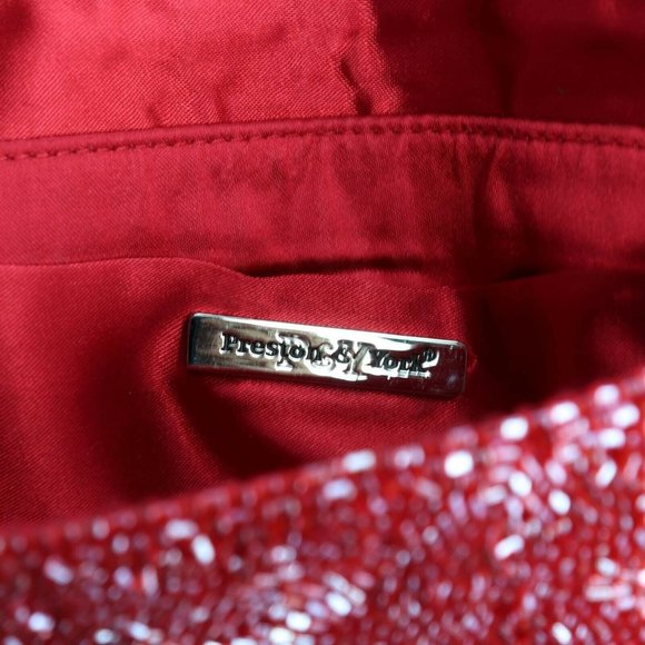Preston & York Womens Crossbody Bag Red Glass Beaded Sling S - Picture 7 of 10